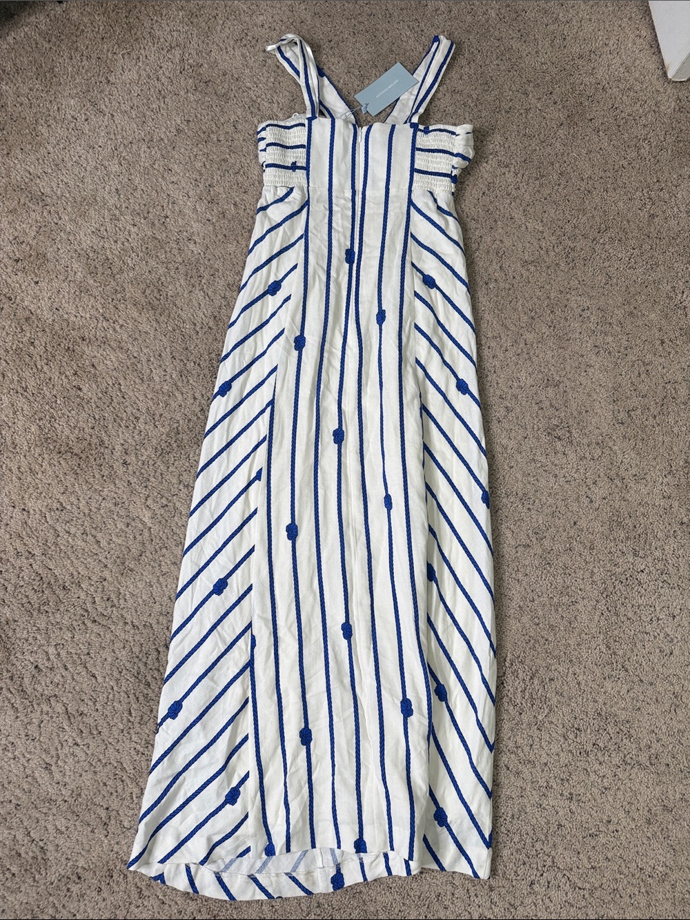 NWT ANTONIO MELANI White Dress with Blue Rope-Stripe and Front Knot XS - Picture 9 of 10